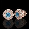 Image 2 : 1.5 ctw Fancy Intense Blue Diamond Art Deco Earrings 18k Rose Gold - REF-178R2K
