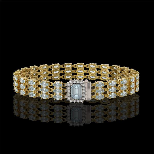 26.02 ctw Sky Topaz & Diamond Bracelet 14K Yellow Gold - REF-318Y2X