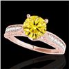 Image 1 : 1.5 ctw Certified SI Intense Yellow Diamond Antique Ring 10k Rose Gold - REF-259H3R