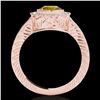 Image 2 : 2 ctw Certified SI/I Fancy Intense Yellow Diamond Halo Ring 10k Rose Gold - REF-313R6K