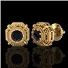 Image 2 : 1.11 ctw Fancy Black Diamond Art Deco Stud Earrings 18k Yellow Gold - REF-100M2G
