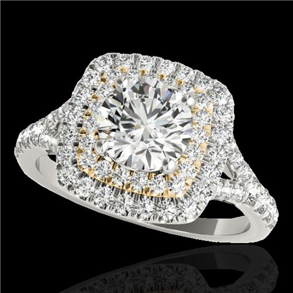 1.6 ctw Certified Diamond Solitaire Halo Ring 10k 2Tone Gold - REF-204X5A