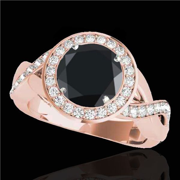 2 ctw Certified VS Black Diamond Solitaire Halo Ring 10k Rose Gold - REF-71X2A