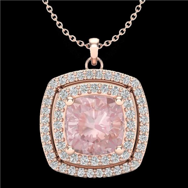 1.97 ctw Morganite & Micro VS/SI Diamond Necklace 14k Rose Gold - REF-76F4M