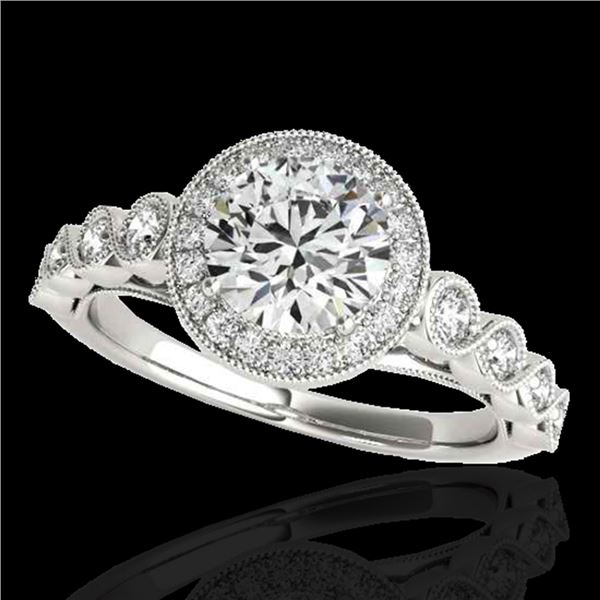 1.50 ctw Certified Diamond Solitaire Halo Ring 10k White Gold - REF-204X5A