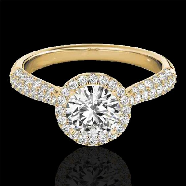 1.40 ctw Certified Diamond Solitaire Halo Ring 10k Yellow Gold - REF-204W5H