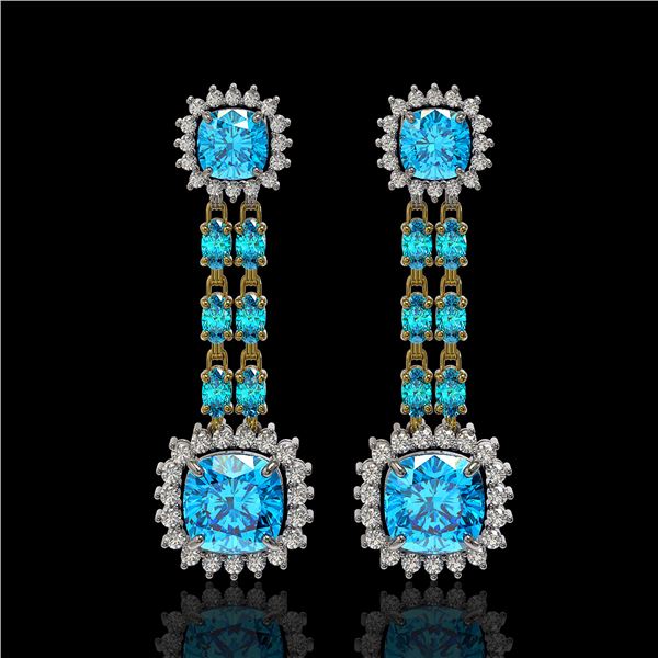 19.64 ctw Swiss Topaz & Diamond Earrings 14K Yellow Gold - REF-232W9H