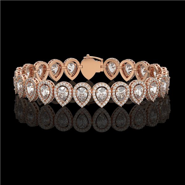 15.85 ctw Pear Cut Diamond Micro Pave Bracelet 18K Rose Gold - REF-2168A2N