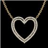 Image 1 : 2 ctw VS/SI Diamond Heart Halo Designer Necklace 14k Yellow Gold - REF-134F8M