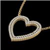 Image 2 : 2 ctw VS/SI Diamond Heart Halo Designer Necklace 14k Yellow Gold - REF-134F8M