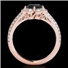 Image 2 : 2.05 2.05 ctw Certified VS Black Diamond Halo Ring 10k Rose Gold - REF-68K2Y