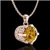 Image 3 : 1.14 ctw Intense Fancy Yellow Diamond Art Deco Necklace 18k Rose Gold - REF-121A8N