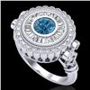 Image 1 : 2.03 ctw Fancy Intense Blue Diamond Art Deco Ring 18k White Gold - REF-245A5N
