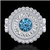 Image 2 : 2.03 ctw Fancy Intense Blue Diamond Art Deco Ring 18k White Gold - REF-245A5N