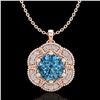 Image 1 : 1.01 ctw Fancy Intense Blue Diamond Art Deco Necklace 18k Rose Gold - REF-163X6A