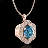 Image 3 : 1.01 ctw Fancy Intense Blue Diamond Art Deco Necklace 18k Rose Gold - REF-163X6A