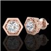 Image 2 : 1.07 ctw VS/SI Diamond Solitaire Art Deco Stud Earrings 18k Rose Gold - REF-218Y2X