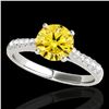 Image 1 : 1.25 ctw Certified SI/I Fancy Intense Yellow Diamond Ring 10k White Gold - REF-190M9G