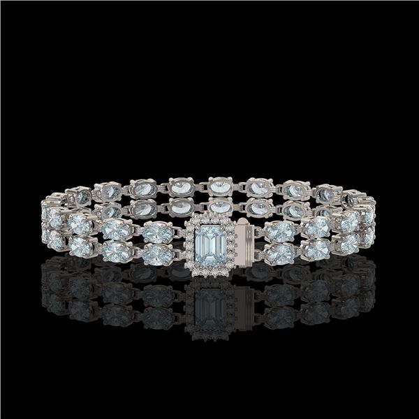 17.24 ctw Sky Topaz & Diamond Bracelet 14K White Gold - REF-236Y4X