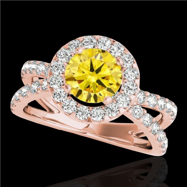 2.01 ctw Certified SI/I Fancy Intense Yellow Diamond Ring 10k Rose Gold - REF-218N2F