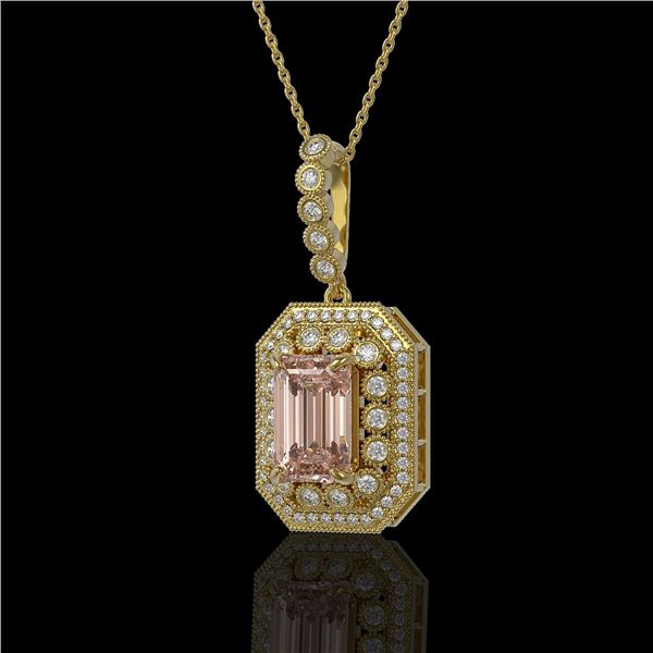 6.05 ctw Morganite & Diamond Victorian Necklace 14K Yellow Gold - REF-272N8F