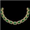 Image 1 : 61.92 ctw Emerald & Diamond Victorian Bracelet 14K Yellow Gold - REF-1545M5G