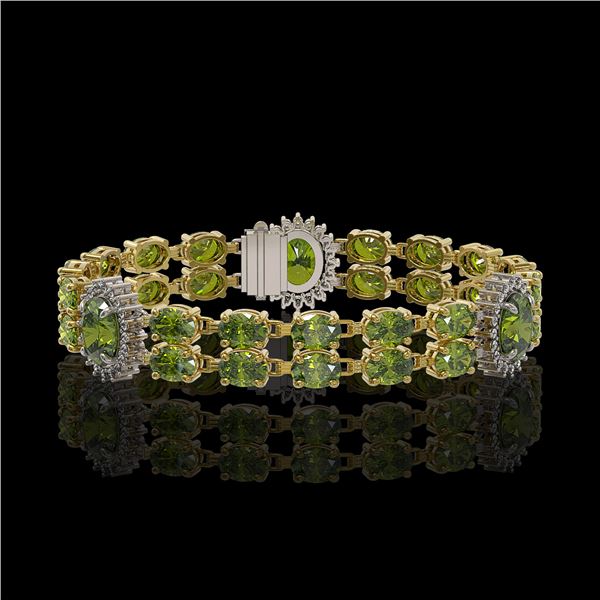 17.79 ctw Tourmaline & Diamond Bracelet 14K Yellow Gold - REF-283X3A