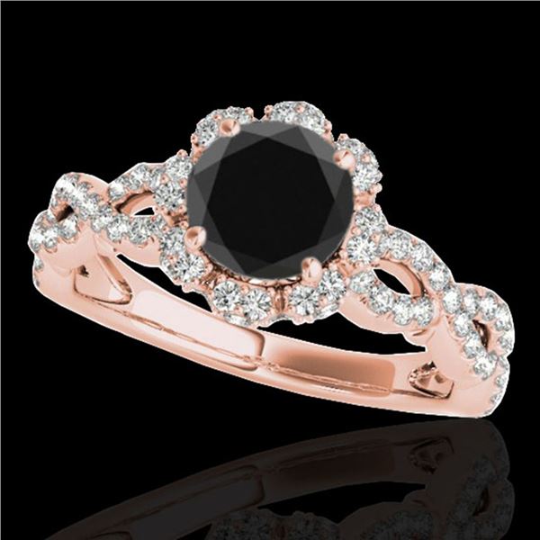 1.69 ctw Certified VS Black Diamond Solitaire Halo Ring 10k Rose Gold - REF-66N8F