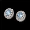 Image 2 : 7.24 ctw Aquamarine & Diamond Victorian Earrings 14K White Gold - REF-221Y6X