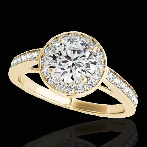 1.45 ctw Certified Diamond Solitaire Halo Ring 10k Yellow Gold - REF-197N8F