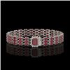 Image 1 : 28.74 ctw Ruby & Diamond Bracelet 14K White Gold - REF-318M2G