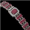 Image 2 : 28.74 ctw Ruby & Diamond Bracelet 14K White Gold - REF-318M2G