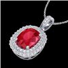 Image 2 : 3.15 ctw Ruby & Micro Pave VS/SI Diamond Necklace 18k White Gold - REF-90H2R