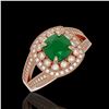 Image 1 : 2.69 ctw Certified Emerald & Diamond Victorian Ring 14K Rose Gold - REF-104N9F