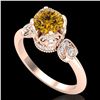 Image 1 : 1.75 ctw Intense Fancy Yellow Diamond Art Deco Ring 18k Rose Gold - REF-236H4R