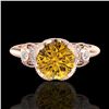 Image 2 : 1.75 ctw Intense Fancy Yellow Diamond Art Deco Ring 18k Rose Gold - REF-236H4R