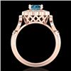 Image 3 : 1.2 ctw Intense Blue Diamond Engagment Art Deco Ring 18k Rose Gold - REF-218H2R