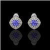Image 1 : 5.09 ctw Tanzanite & Diamond Victorian Earrings 14K White Gold - REF-152K5Y