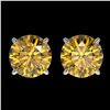 Image 1 : 2.04 ctw Certified Intense Yellow Diamond Stud Earrings 10k White Gold - REF-294X5A