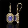 Image 2 : 11.66 ctw Tanzanite & Diamond Victorian Earrings 14K Yellow Gold - REF-672F8M