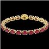 Image 2 : 23.25 ctw Ruby & VS/SI Diamond Eternity Micro Bracelet 14k Yellow Gold - REF-154F5M