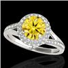 Image 1 : 1.85 ctw Certified SI/I Fancy Intense Yellow Diamond Ring 10k White Gold - REF-250R9K