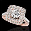 Image 1 : 2.05 ctw Certified Diamond Solitaire Halo Ring 10k Rose Gold - REF-204K5Y