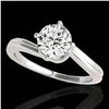 Image 1 : 1 ctw Certified Diamond Bypass Solitaire Ring 10k White Gold - REF-177A3N