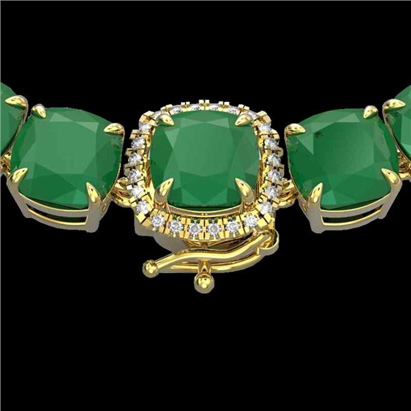 116 ctw Emerald & VS/SI Diamond Halo Micro Necklace 14k Yellow Gold - REF-981M8G