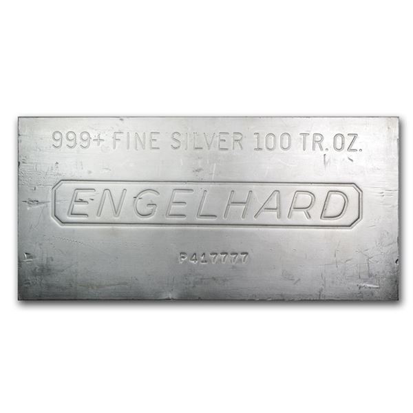 One piece 100 oz 0.999 Fine Silver Bar Engelhard - 62130