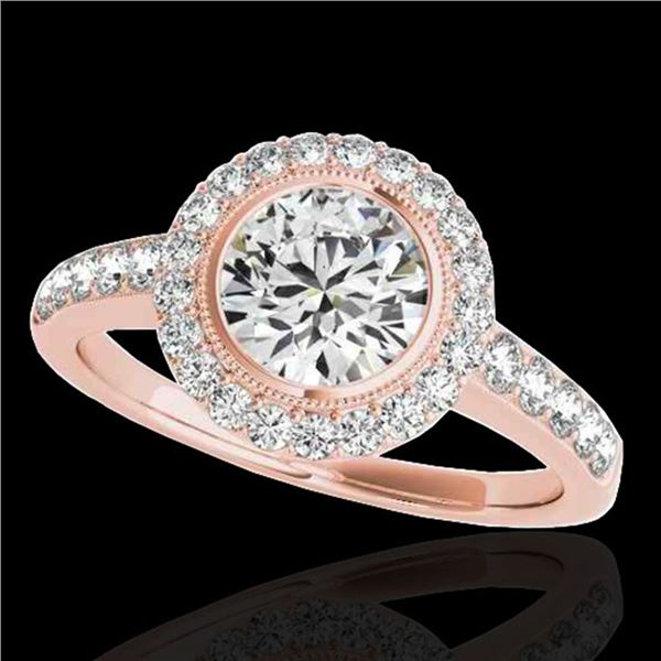 1.5 ctw Certified Diamond Solitaire Halo Ring 10k Rose Gold - REF-218G2W