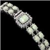 Image 2 : 13.48 ctw Opal & Diamond Bracelet 14K White Gold - REF-236X4A