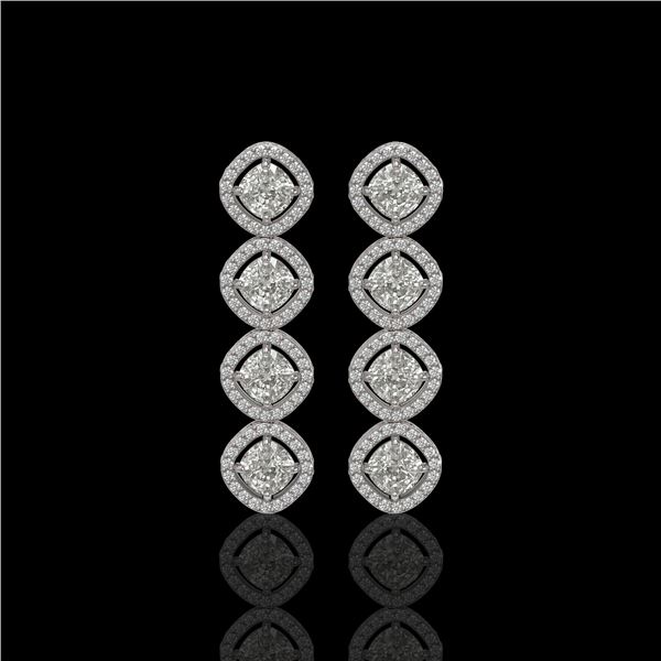 5.28 ctw Cushion Cut Diamond Micro Pave Earrings 18K White Gold - REF-736W2H