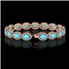 Image 2 : 15.83 ctw Turquoise & Diamond Micro Pave Halo Bracelet 10k Rose Gold - REF-260H8R